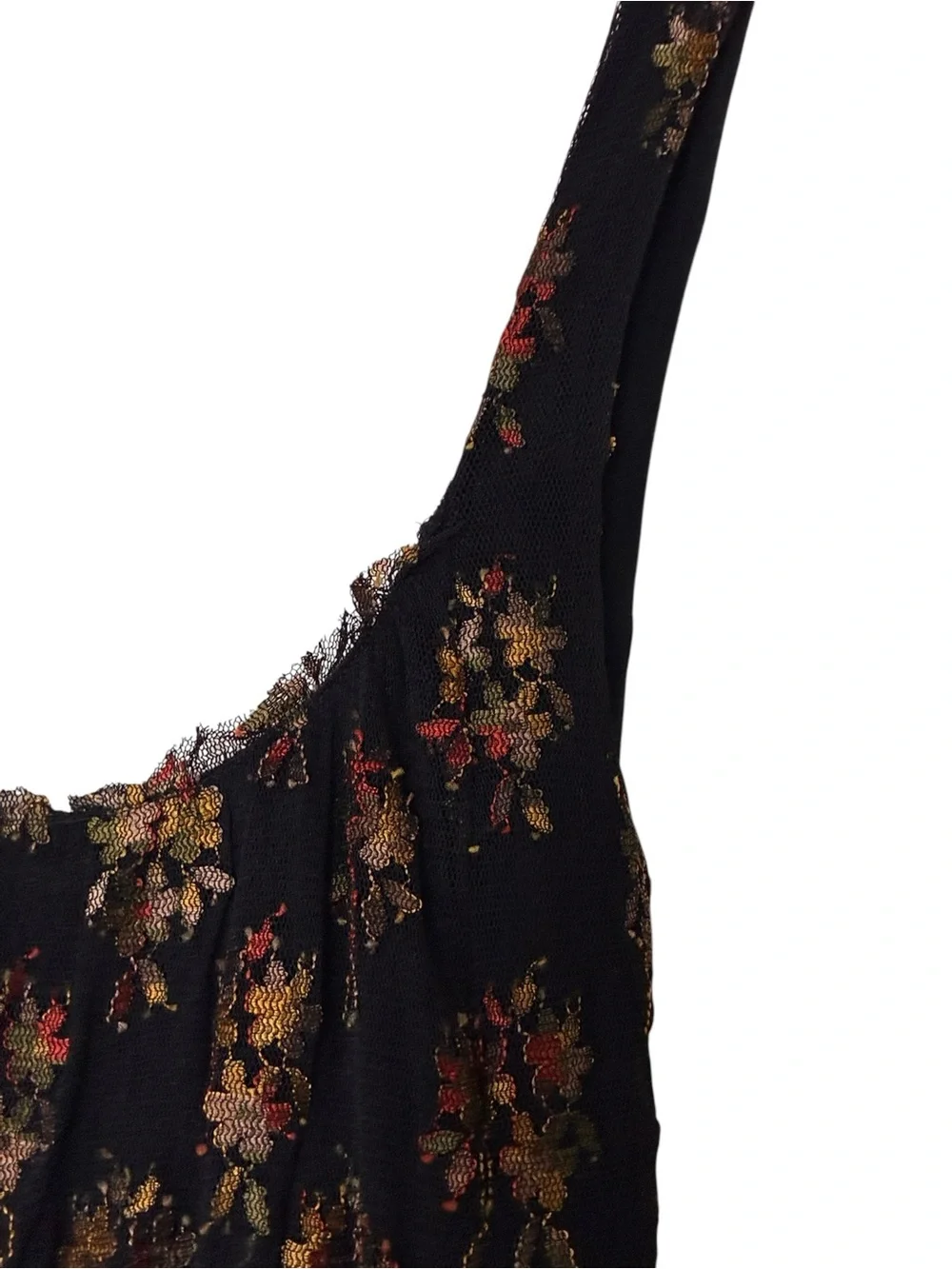 Free People | Black floral scoop neck romantic lace tie waist mini dress small